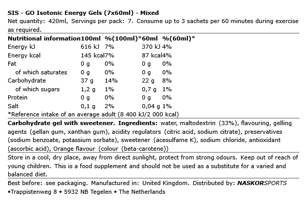 SIS - GO Isotonic Energy Gels (7x60ml)