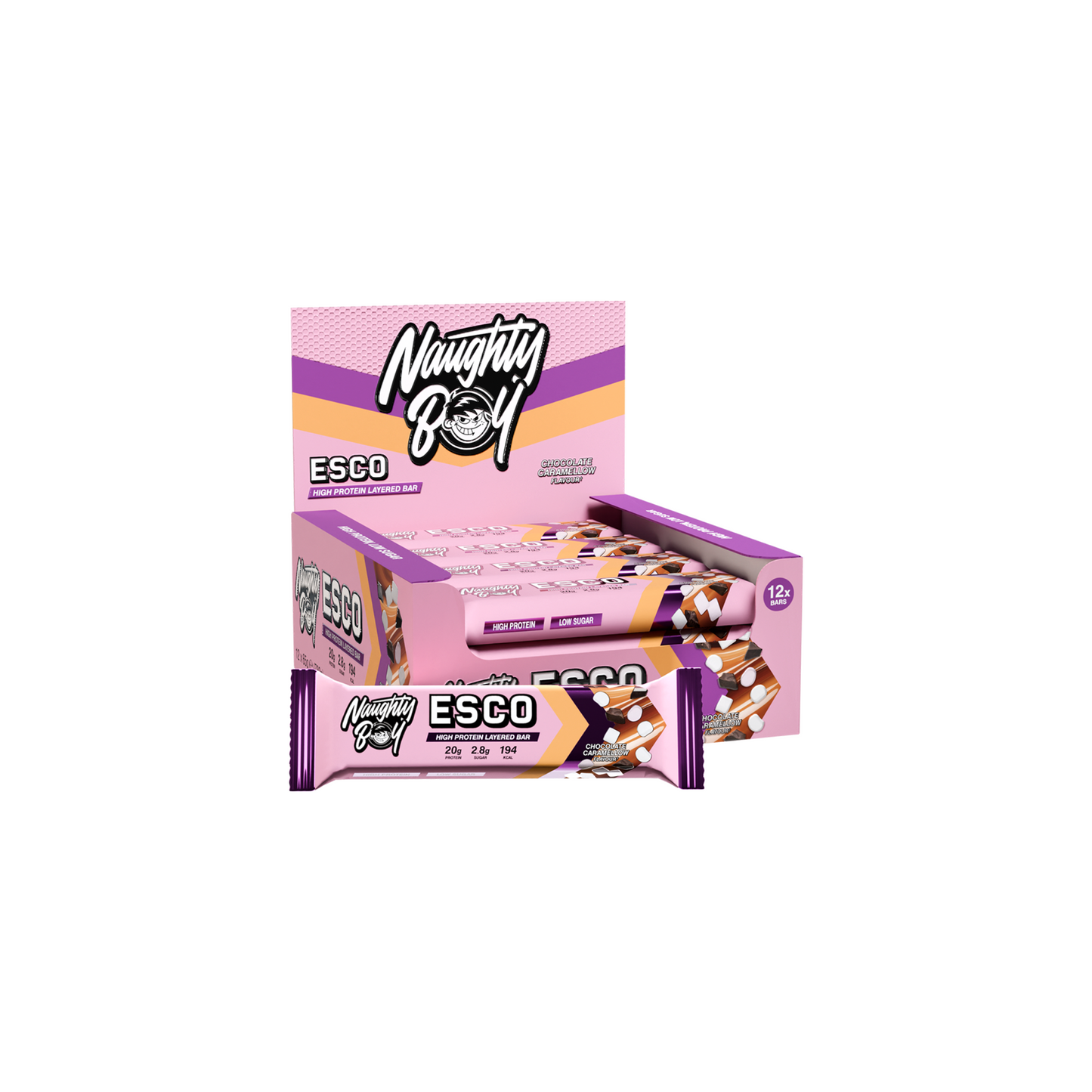 NAUGHTY BOY ESCO BAR - 65 G - CHOCOLATE CARAMELLOW