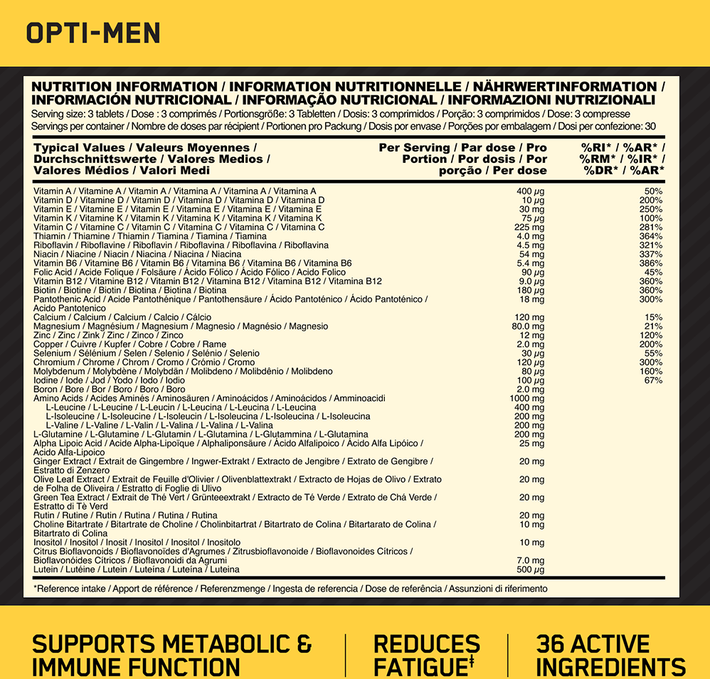 OPTIMUM NUTRITION OPTI-MEN MULTIVITAMIN