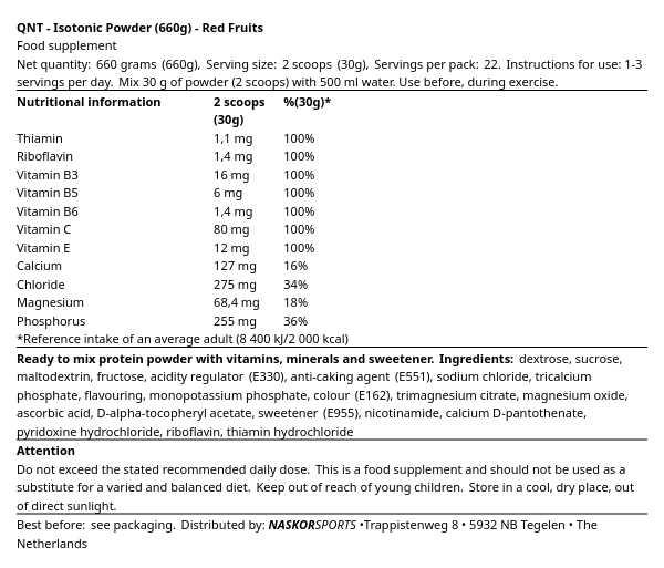 QNT Isotonic Powder (660g)