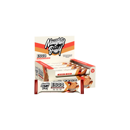 NAUGHTY BOY ESCO BAR - 65 G - WHITE CHOCOLATE CARAMEL BISCUIT