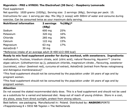 My protein PRO x HYROX: The Electro (30 Serv)